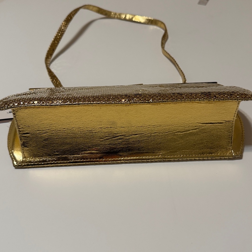 Whiting & Davis vintage gold metalic mesh baguette bag, NWT (deadstock) - Picture 7 of 17